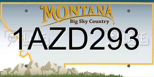 1AZD293 Montana License Plate
