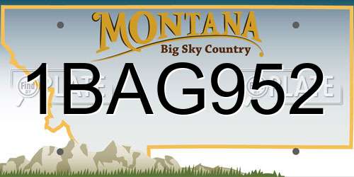 1BAG952 Montana License Plate