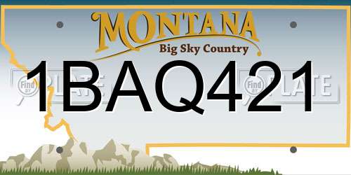 1BAQ421 Montana License Plate