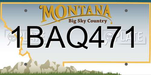 1BAQ471 Montana License Plate