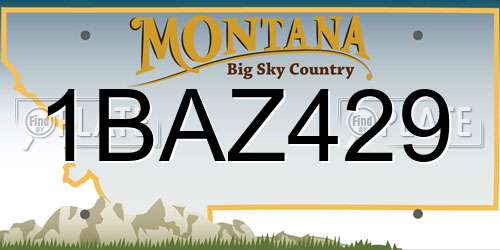 1BAZ429 Montana License Plate