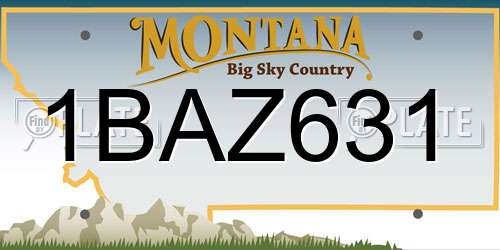 1BAZ631 Montana License Plate