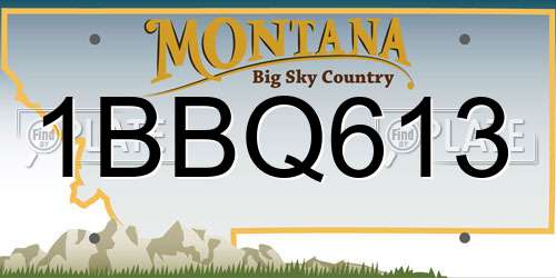 1BBQ613 Montana License Plate