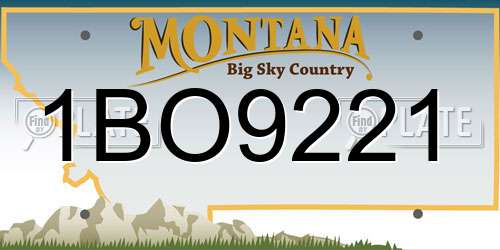 1BO9221 Montana License Plate