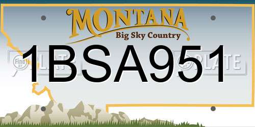 1BSA951 Montana License Plate