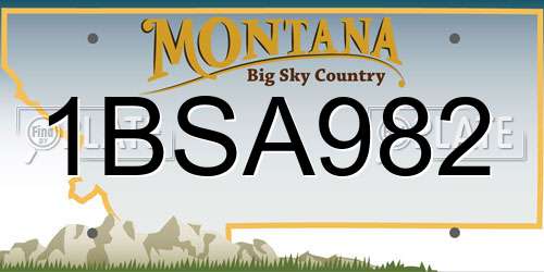 1BSA982 Montana License Plate