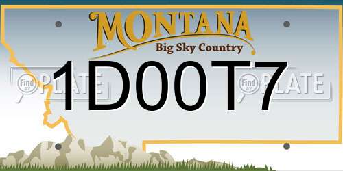 1D00T7 Montana License Plate