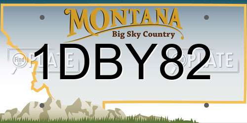1DBY82 Montana License Plate