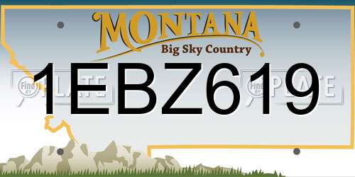 1EBZ619 Montana License Plate