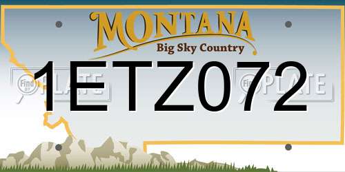 1ETZ072 Montana License Plate