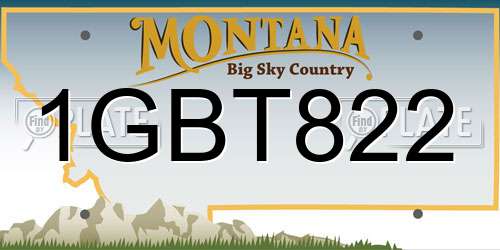 1GBT822 Montana License Plate