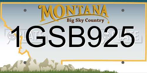 1GSB925 Montana License Plate