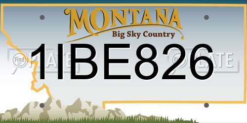 1IBE826 Montana License Plate