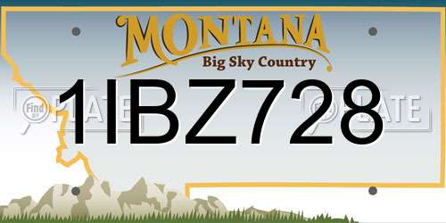 1IBZ728 Montana License Plate