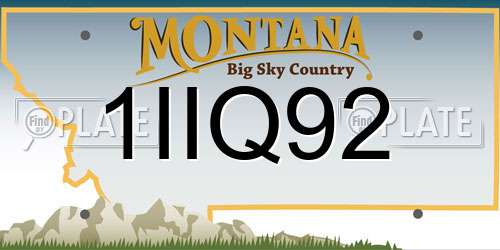 1IIQ92 Montana License Plate