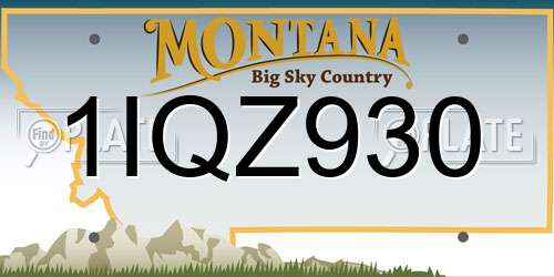 1IQZ930 Montana License Plate