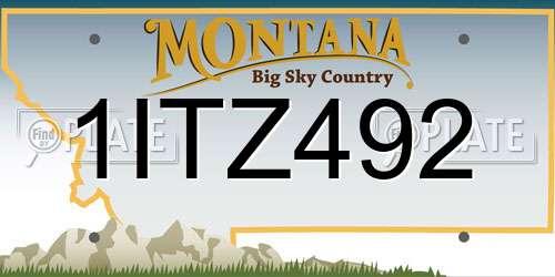 1ITZ492 Montana License Plate