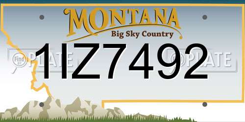 1IZ7492 Montana License Plate