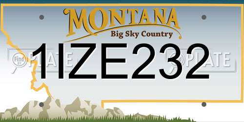 1IZE232 Montana License Plate