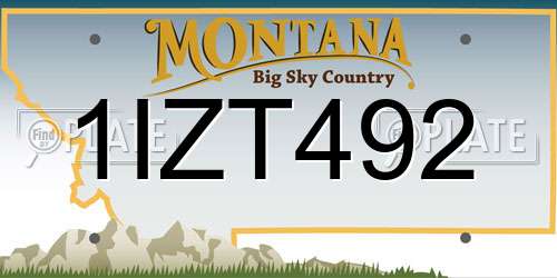 1IZT492 Montana License Plate