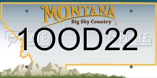 1OOD22 Montana License Plate