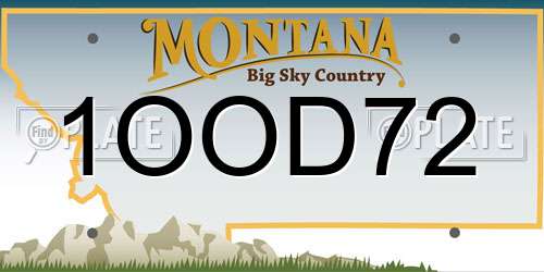 1OOD72 Montana License Plate