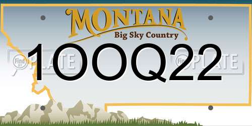 1OOQ22 Montana License Plate