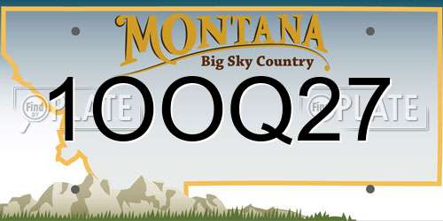 1OOQ27 Montana License Plate