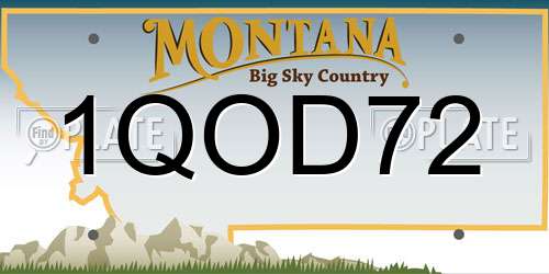 1QOD72 Montana License Plate