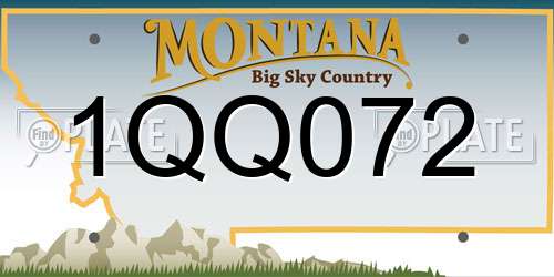 1QQ072 Montana License Plate