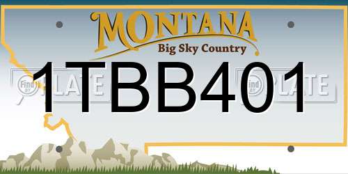1TBB401 Montana License Plate