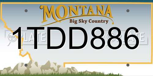 1TDD886 Montana License Plate