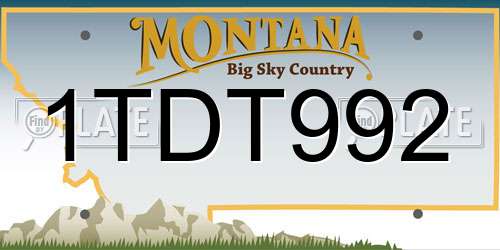 1TDT992 Montana License Plate