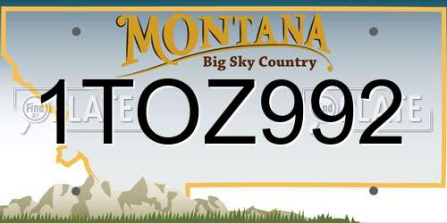 1TOZ992 Montana License Plate