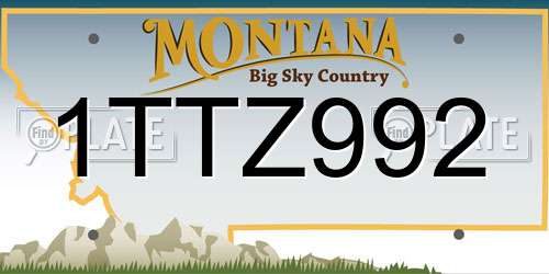 1TTZ992 Montana License Plate