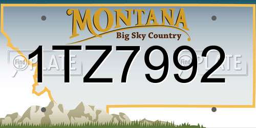 1TZ7992 Montana License Plate