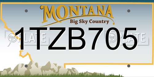 1TZB705 Montana License Plate