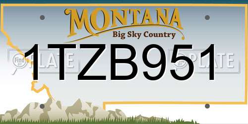 1TZB951 Montana License Plate