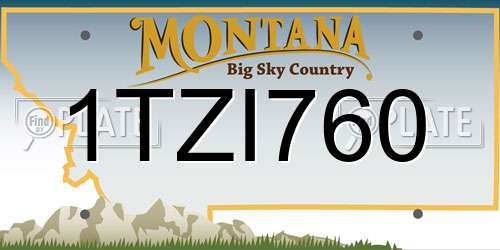 1TZI760 Montana License Plate