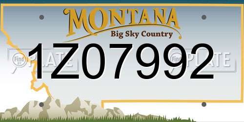 1Z07992 Montana License Plate