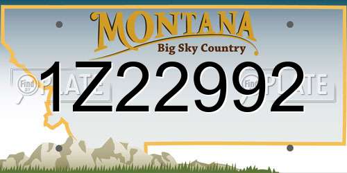1Z22992 Montana License Plate