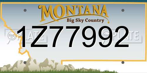 1Z77992 Montana License Plate