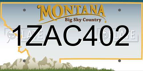 1ZAC402 Montana License Plate