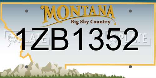 1ZB1352 Montana License Plate