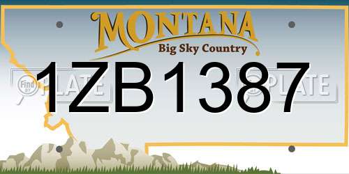 1ZB1387 Montana License Plate