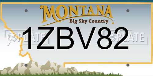 1ZBV82 Montana License Plate