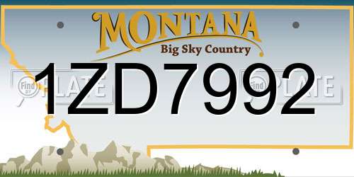 1ZD7992 Montana License Plate