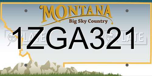 1ZGA321 Montana License Plate