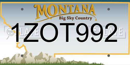 1ZOT992 Montana License Plate