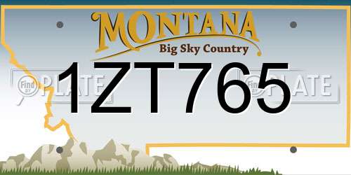 1ZT765 Montana License Plate